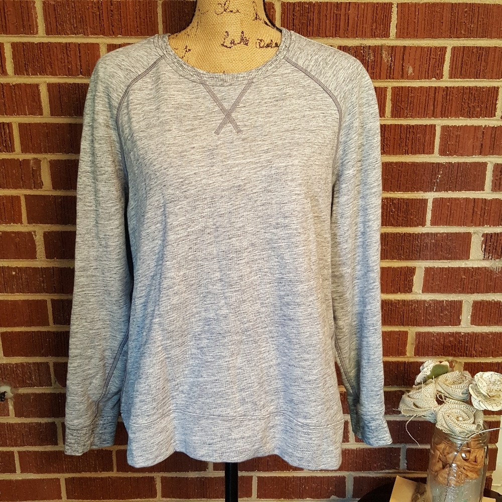Lululemon Gray/Bue Heathered Long Sleeve Pullover Sweatshirt Sweater Large Comfy